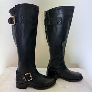 Steve Madden Barton Black Leather Boots Women's Size 5